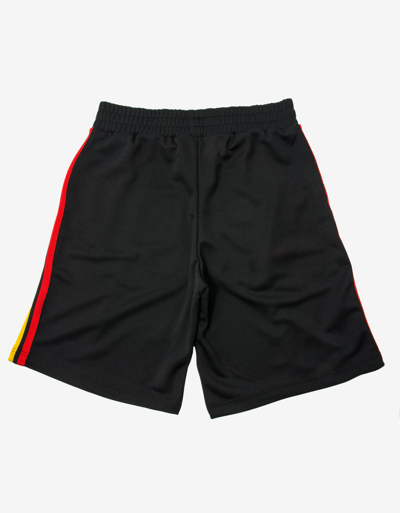 Palm Angels Black Track Shorts with Exodus Stripes