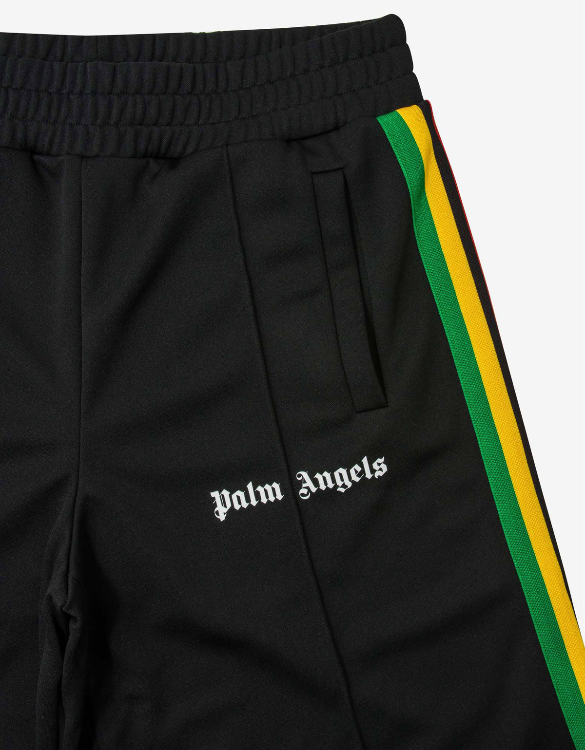 Palm Angels Black Track Shorts with Exodus Stripes