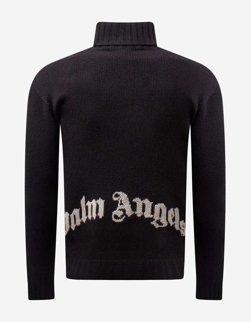 Palm Angels Black Turtleneck Logo Sweater