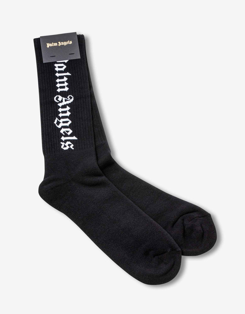 Palm Angels Black Vertical Logo Socks