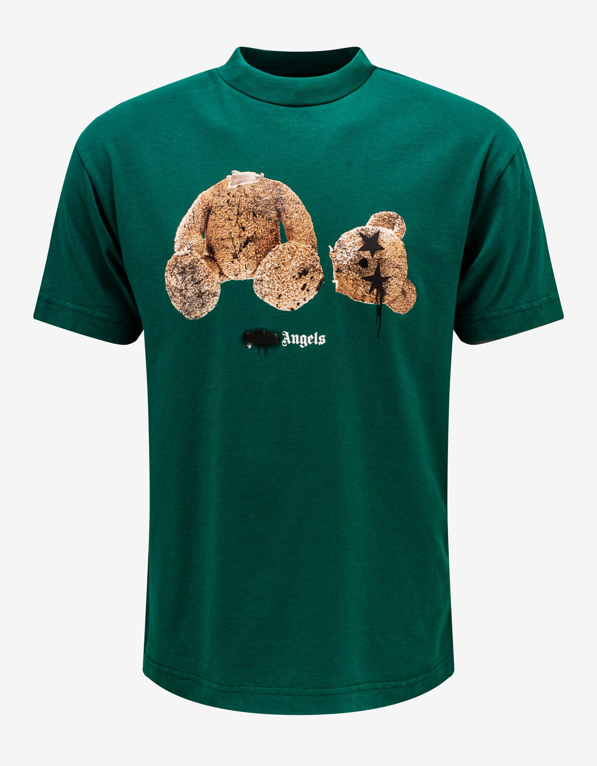 Palm Angels Green Spray Bear Print T-Shirt