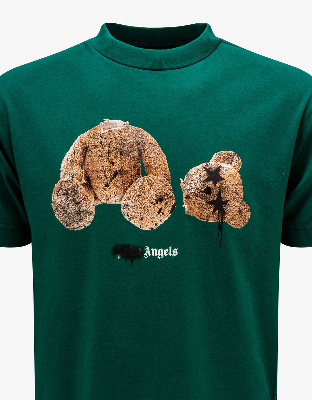 Palm Angels Green Spray Bear Print T-Shirt