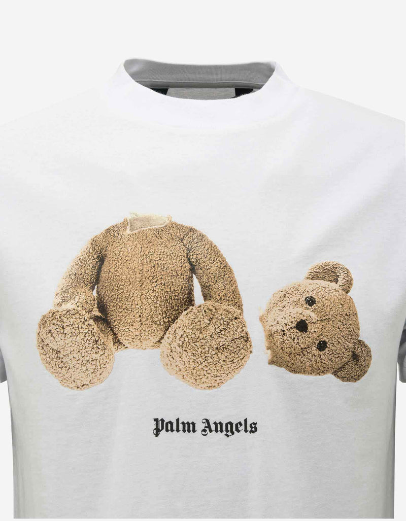 Palm Angels White Classic Bear Print T-Shirt