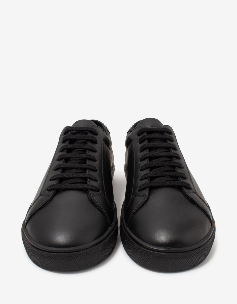 Saint Laurent Andy Black Stud-Embellished Leather Trainers