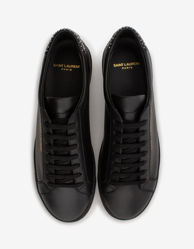 Saint Laurent Andy Black Stud-Embellished Leather Trainers