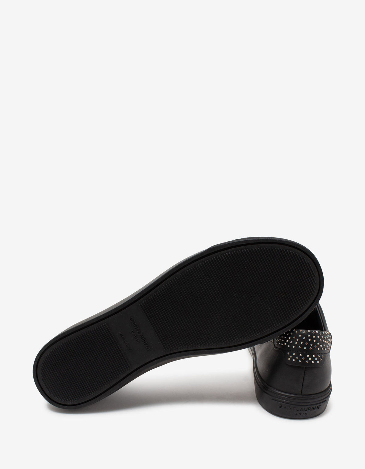 Saint Laurent Andy Black Stud-Embellished Leather Trainers