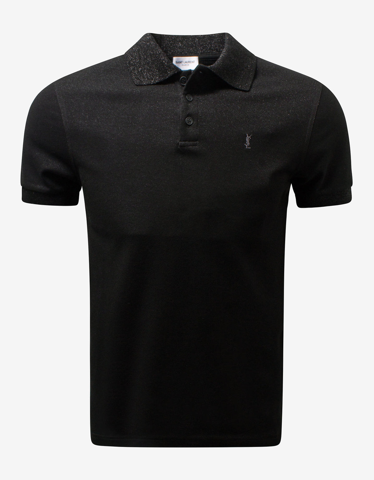 Saint Laurent Black Pique Polo T-Shirt