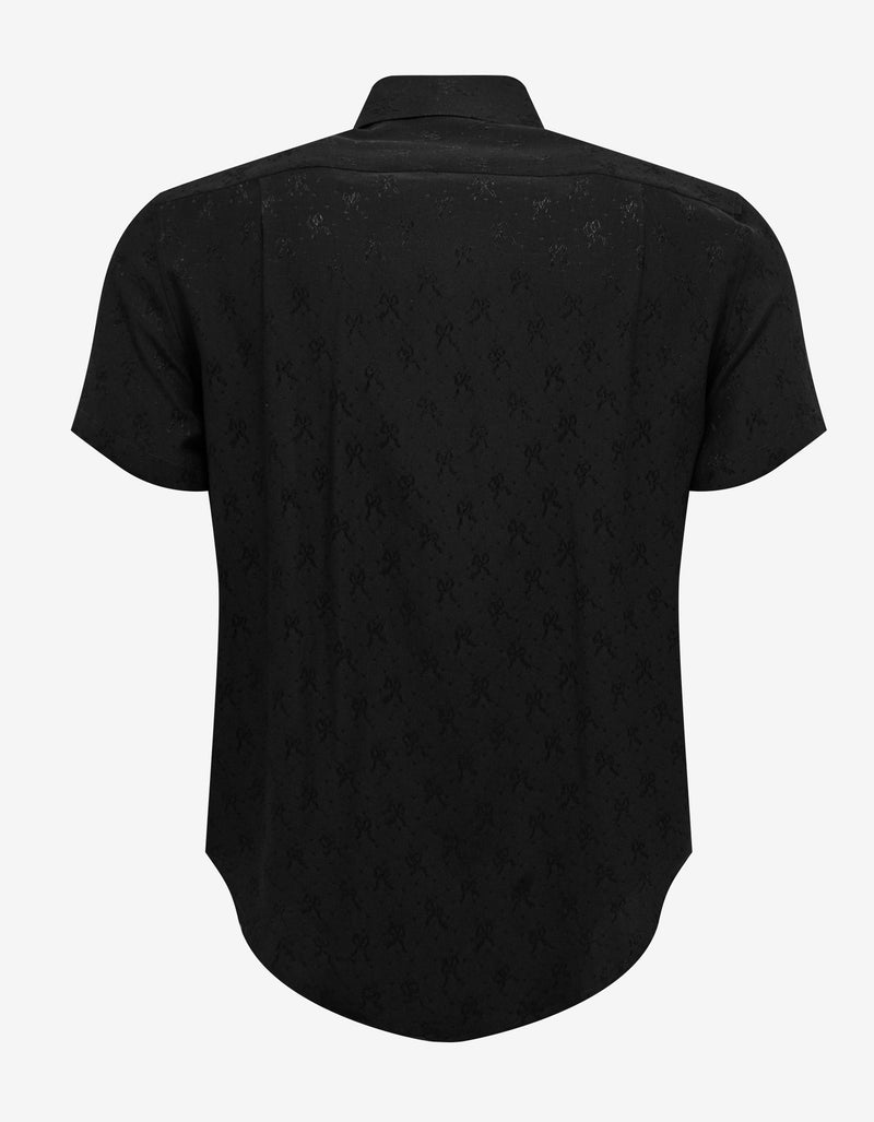 Saint Laurent Black Ribbon Motif Silk Shirt