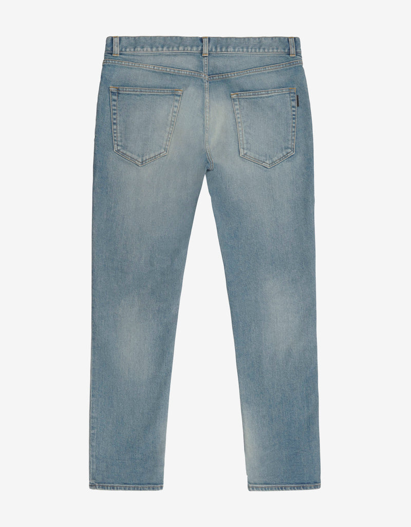 Saint Laurent Blue Destroyed Knee Skinny Jeans