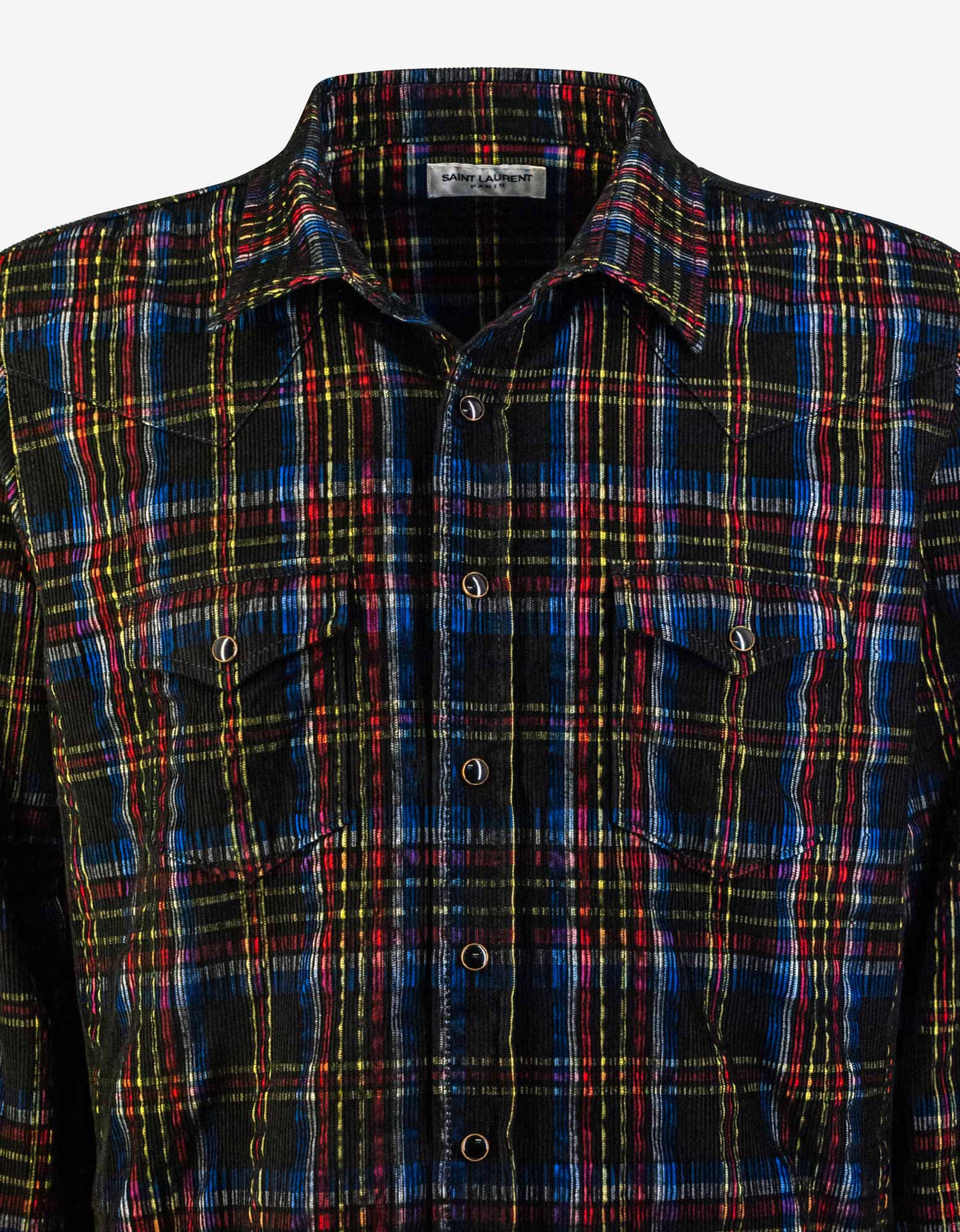 Saint Laurent Checked Corduroy Classic Western Shirt