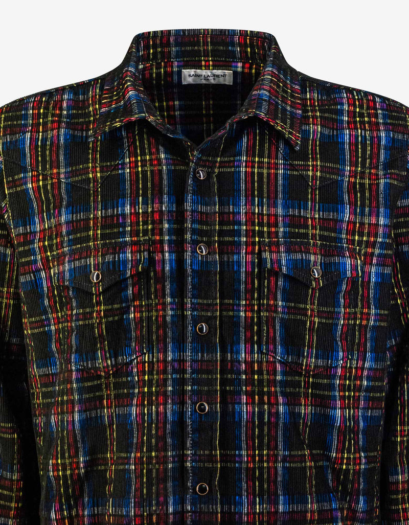 Saint Laurent Checked Corduroy Classic Western Shirt