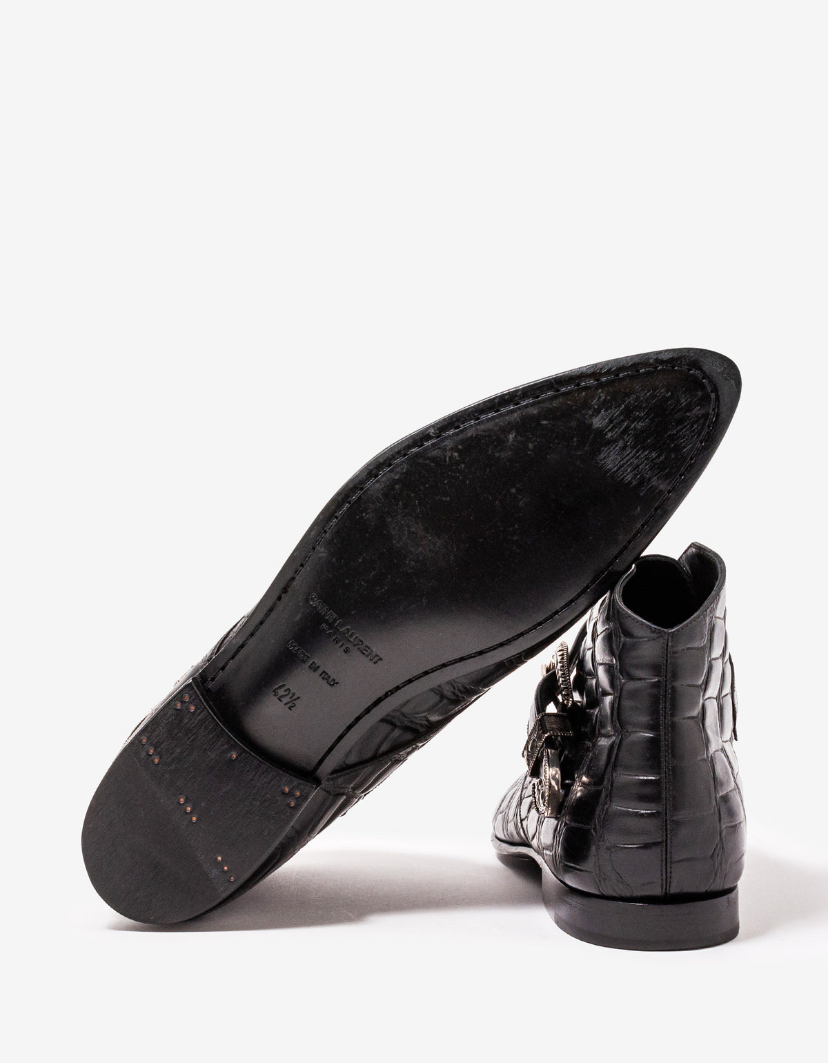 Saint Laurent Dixon 15 Black Crocodile-Embossed Boots