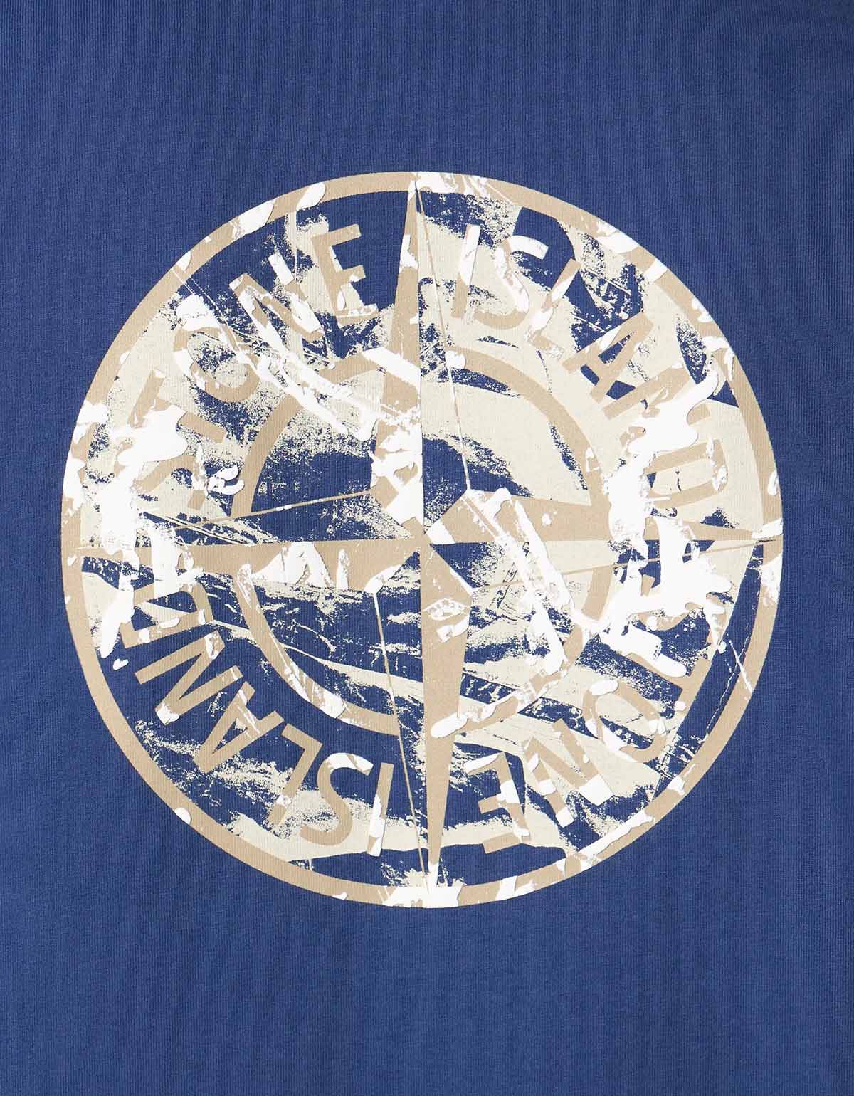 Stone Island Blue Compass Print T-Shirt k1s1521002rc-v0028