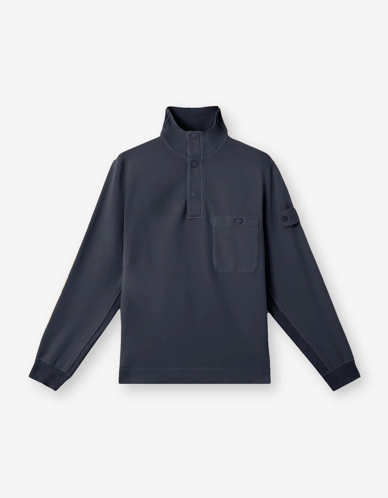 Stone Island Ghost Blue Half-Snap Sweatshirt K1S156100013 V0020