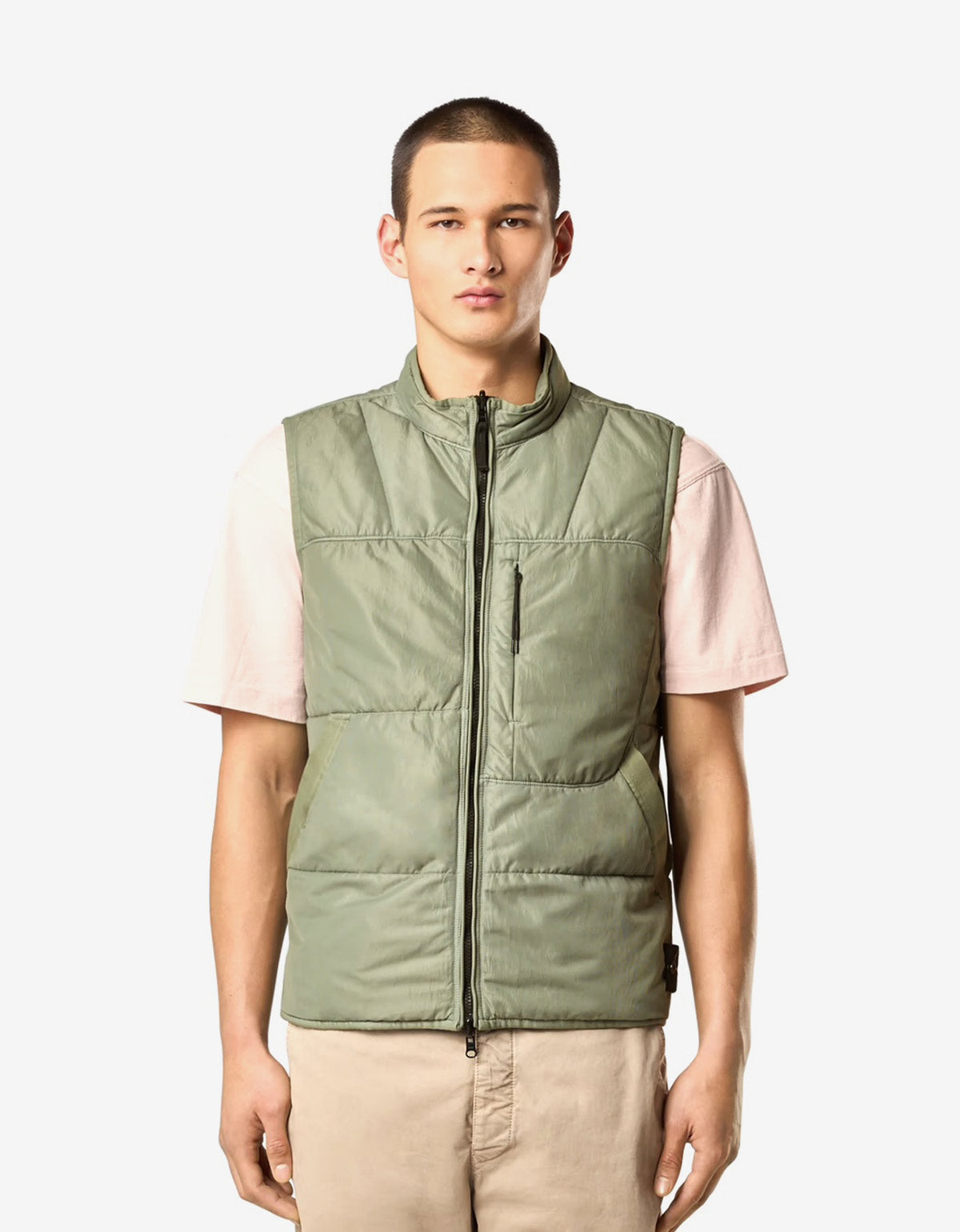 Stone Island Green Run-Proof Nylon Mesh-TC Gilet K1S15G100012 V0055 