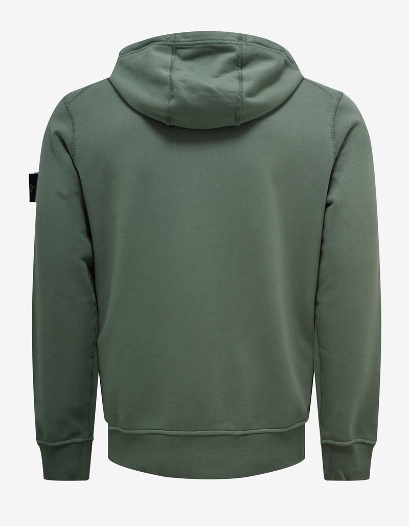 Stone Island Green Garment Dyed Zip Hoodie