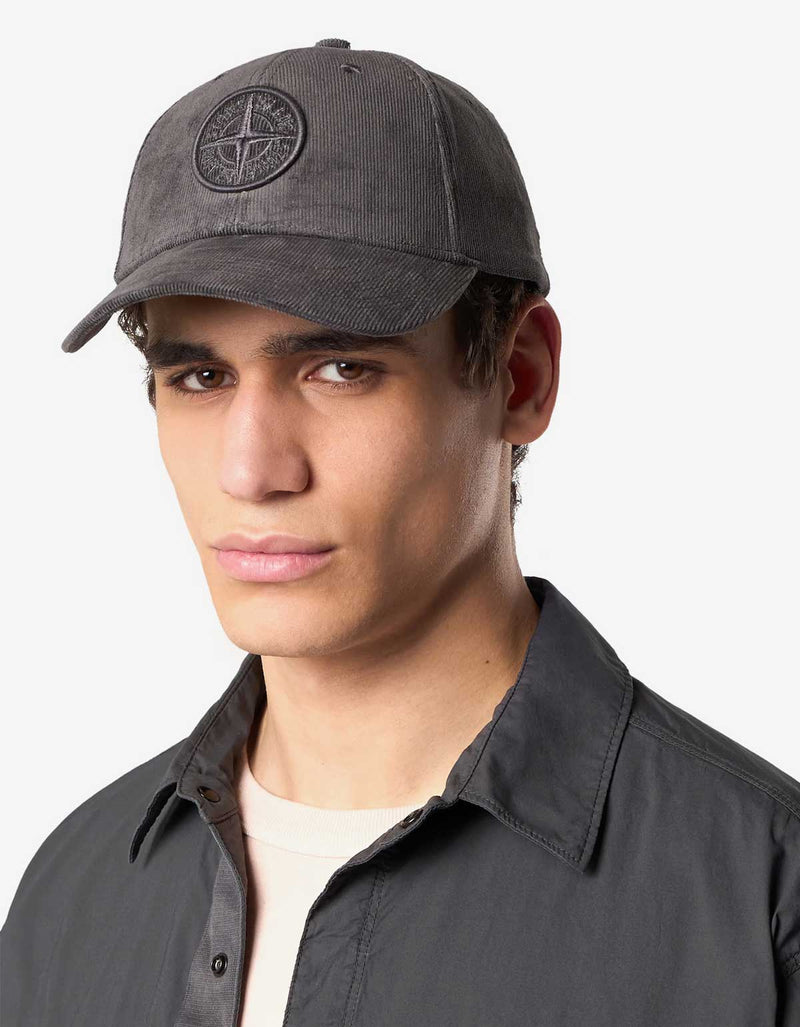 Stone Island Grey Corduroy Logo Cap K1S159100996 V0065