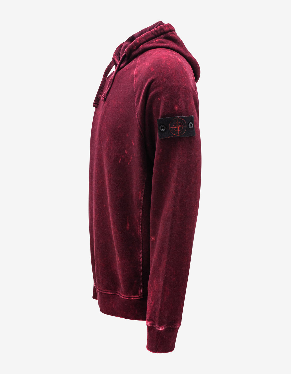 Stone Island Burgundy Off-Dye Compass Badge Hoodie