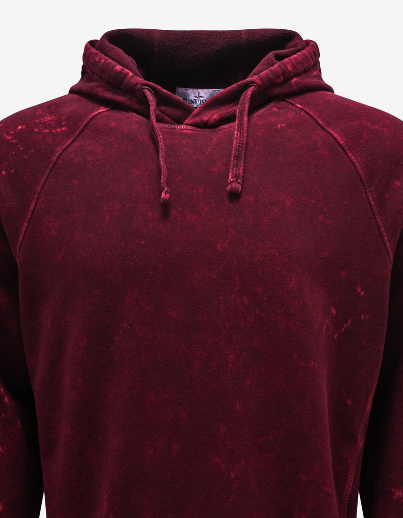 Stone Island Burgundy Off-Dye Compass Badge Hoodie