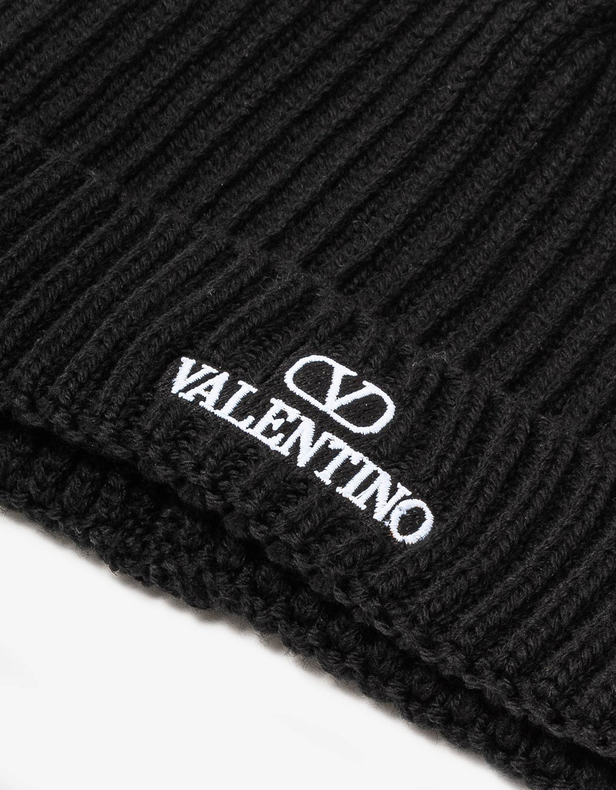 Valentino Garavani Black VLogo Beanie Hat