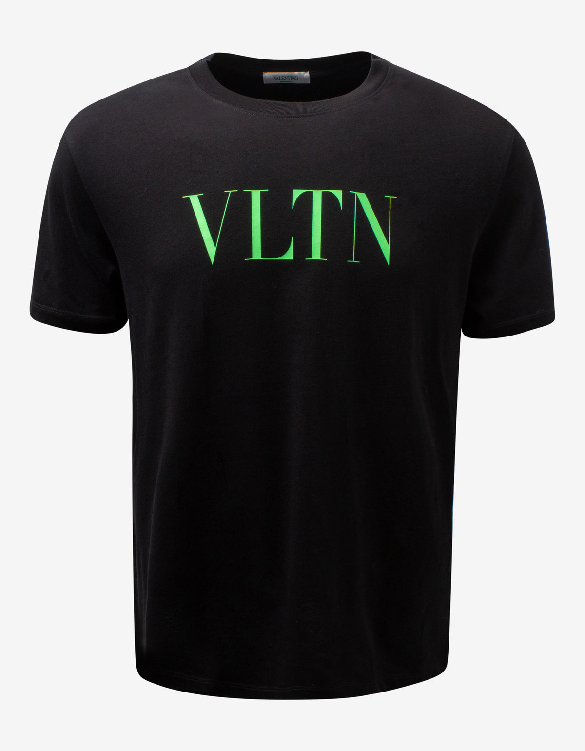 Valentino Garavani Black T-Shirt with Neon Green VLTN Print