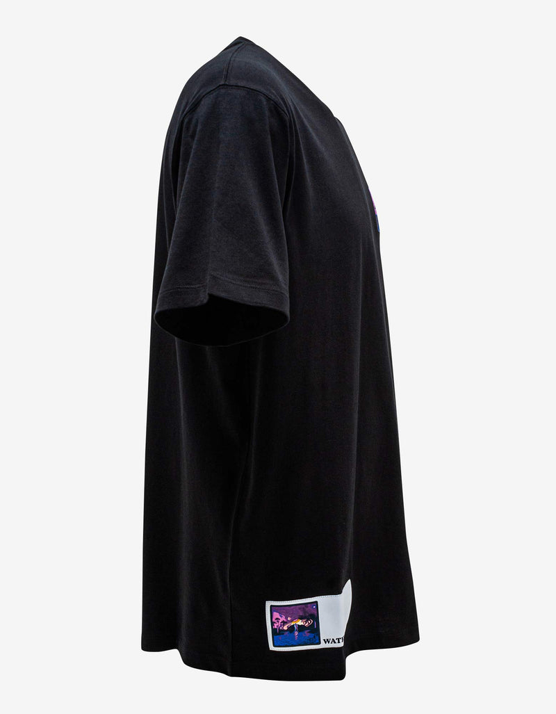 Valentino Garavani Black T-Shirt with Vaporwave Patches