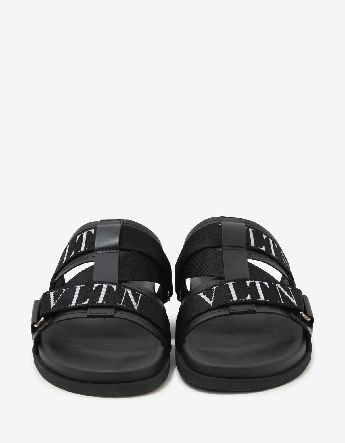 Black Leather VLTN Sandals