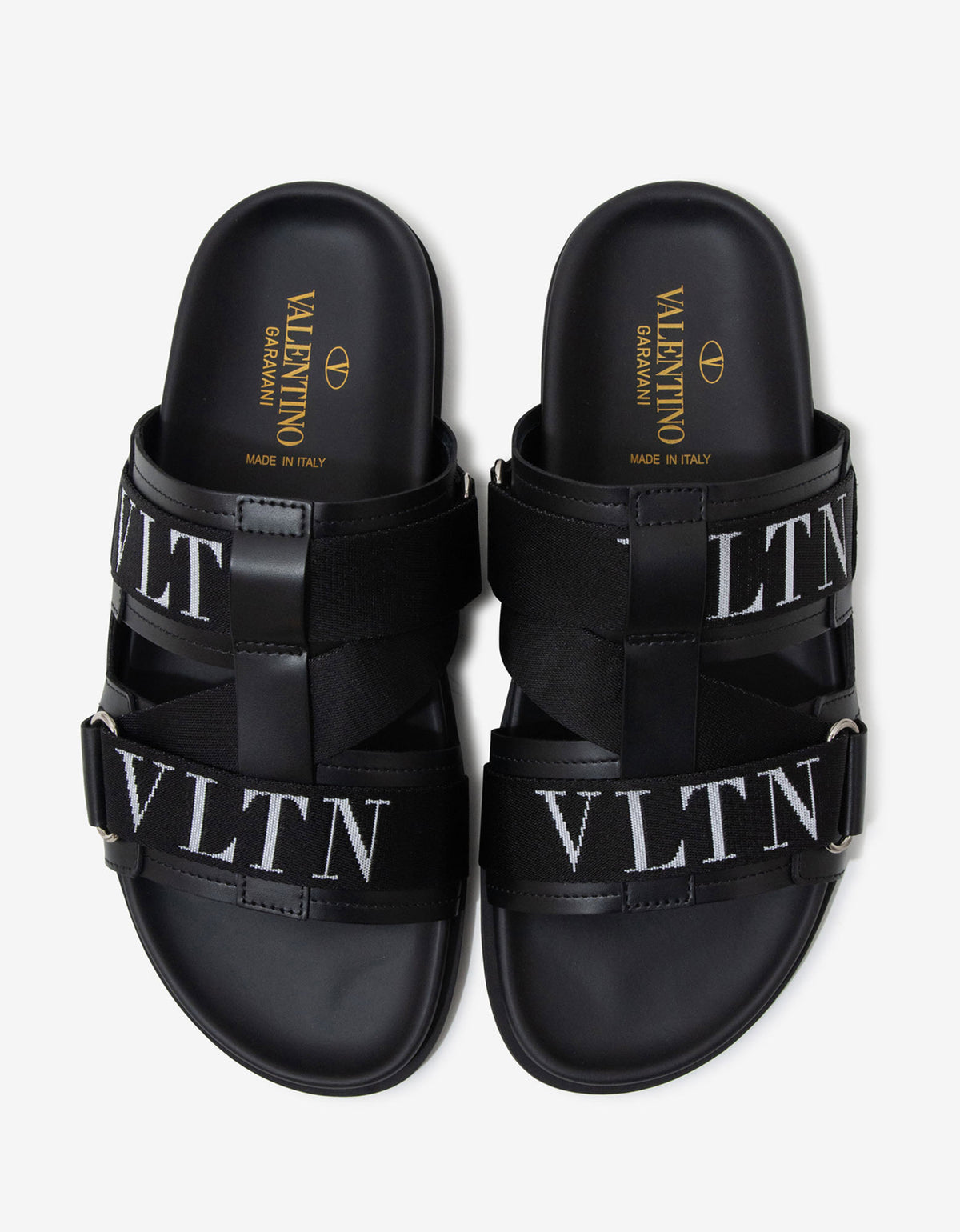 Black Leather VLTN Sandals