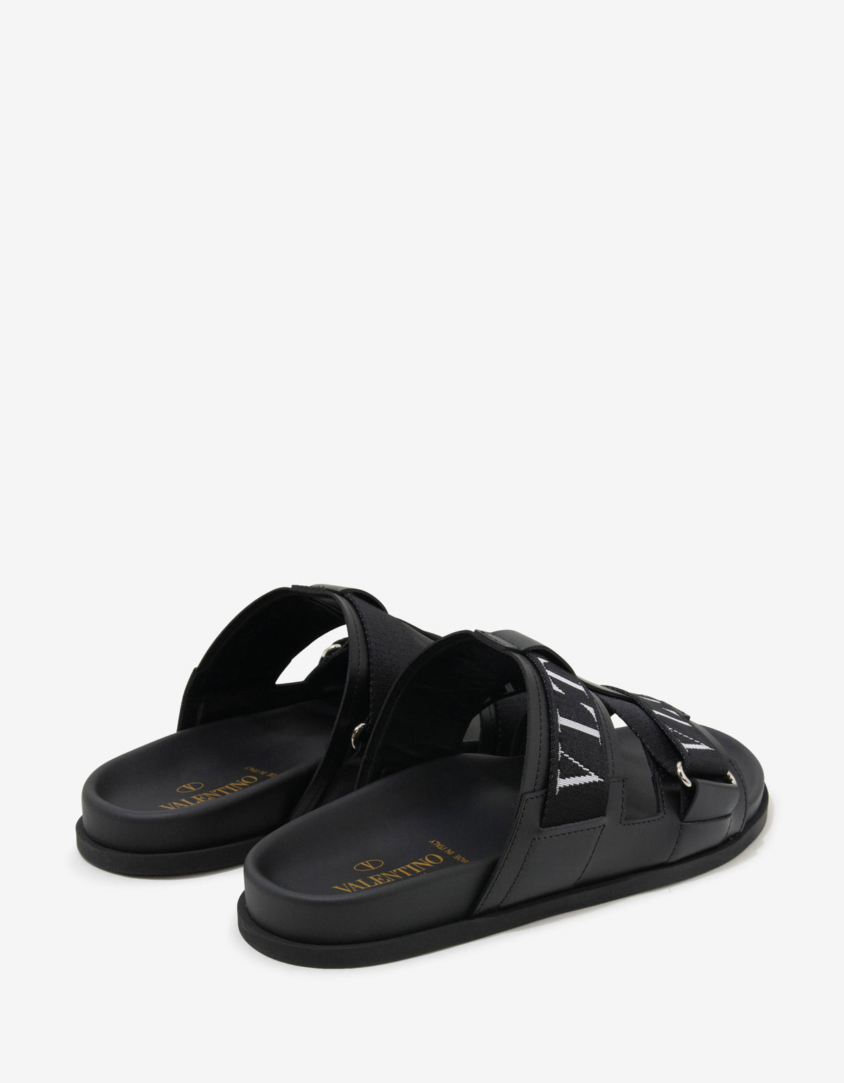 Black Leather VLTN Sandals