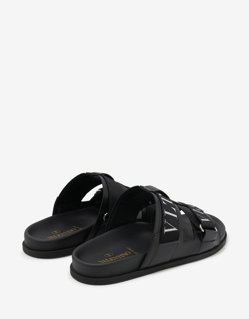 Black Leather VLTN Sandals