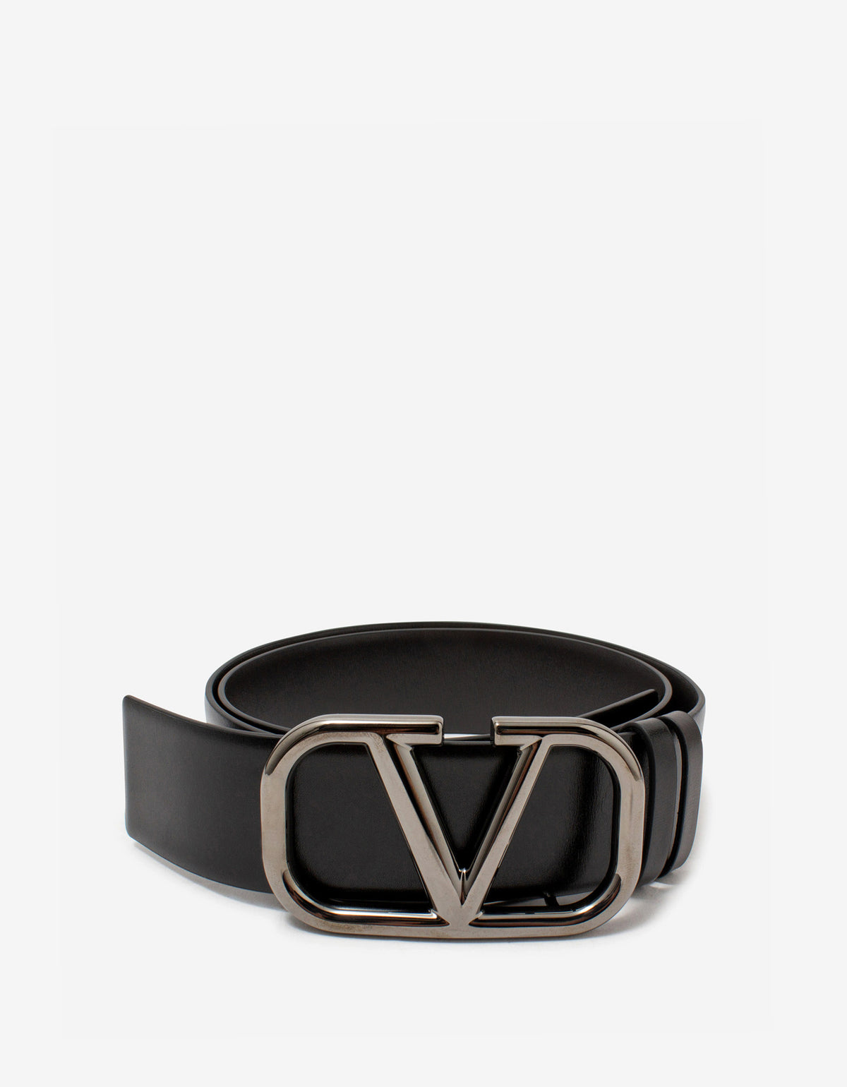 Valentino Garavani Black VLOGO Buckle Leather Belt