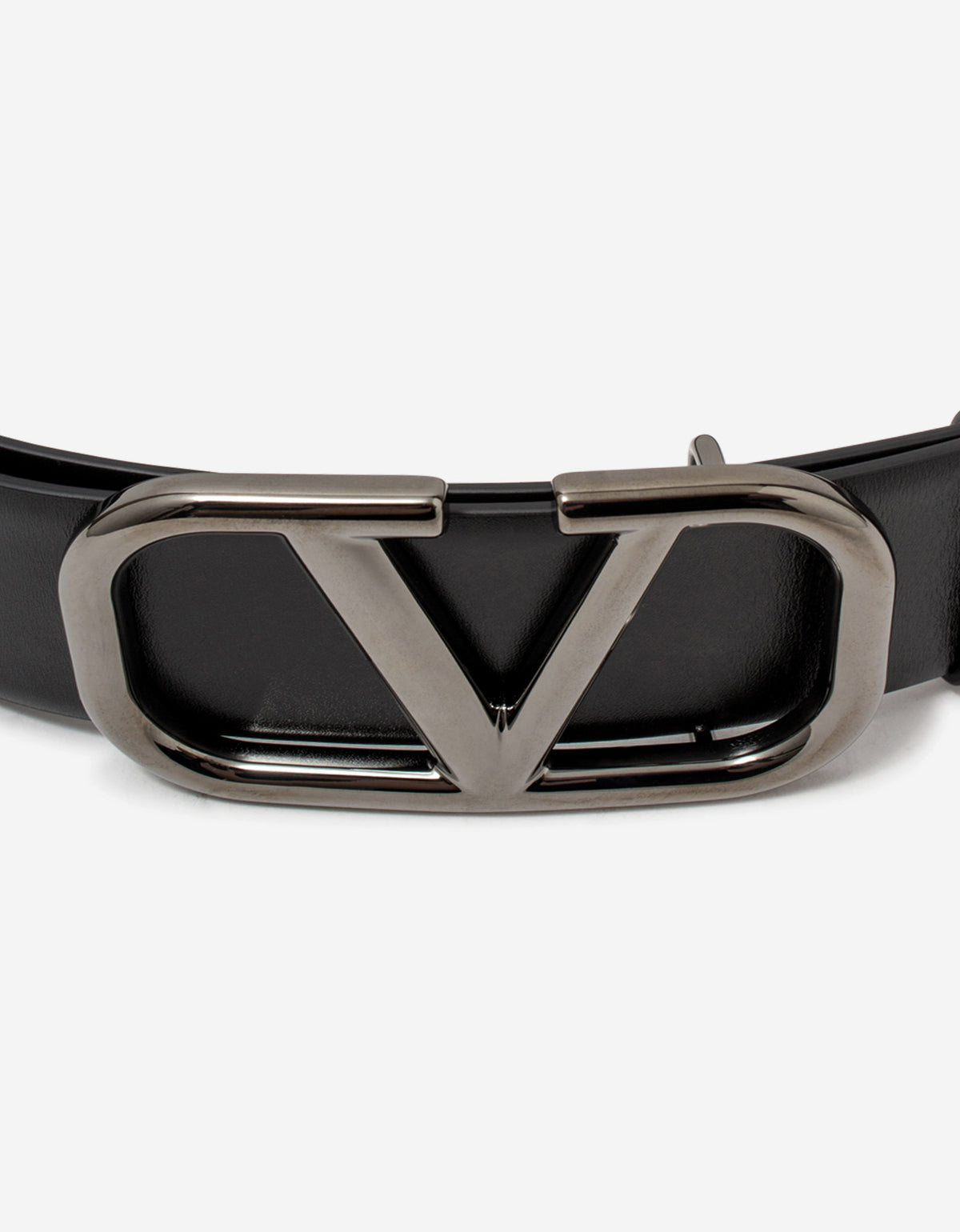 Valentino Garavani Black VLOGO Buckle Leather Belt