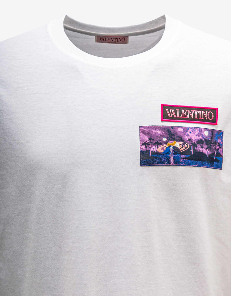 Valentino Garavani White T-Shirt with Vaporwave Patches