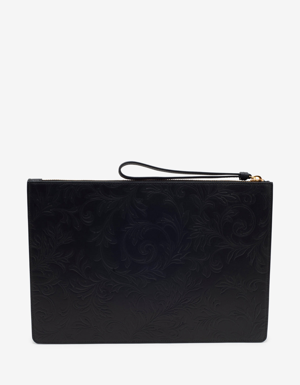 Versace Black Embossed Barocco Leather Clutch