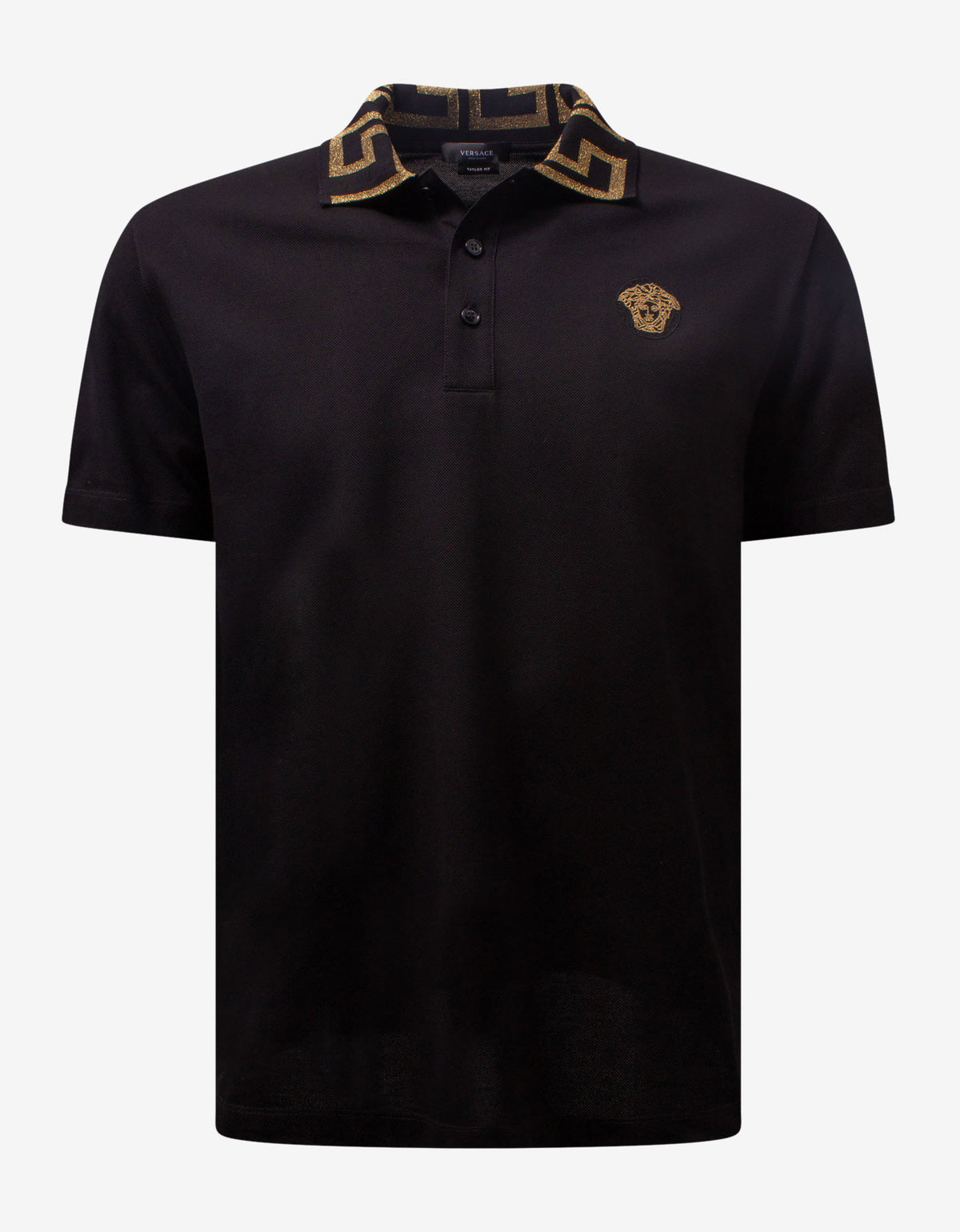 Versace Black Greca Collar Polo T-Shirt