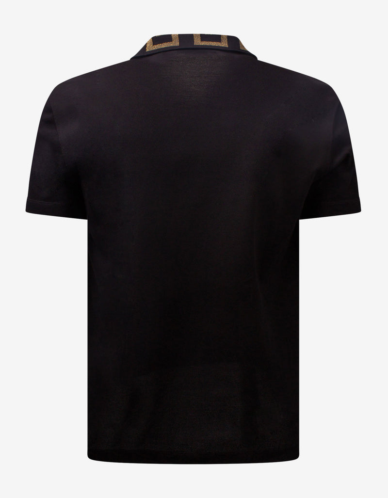 Versace Black Greca Collar Polo T-Shirt