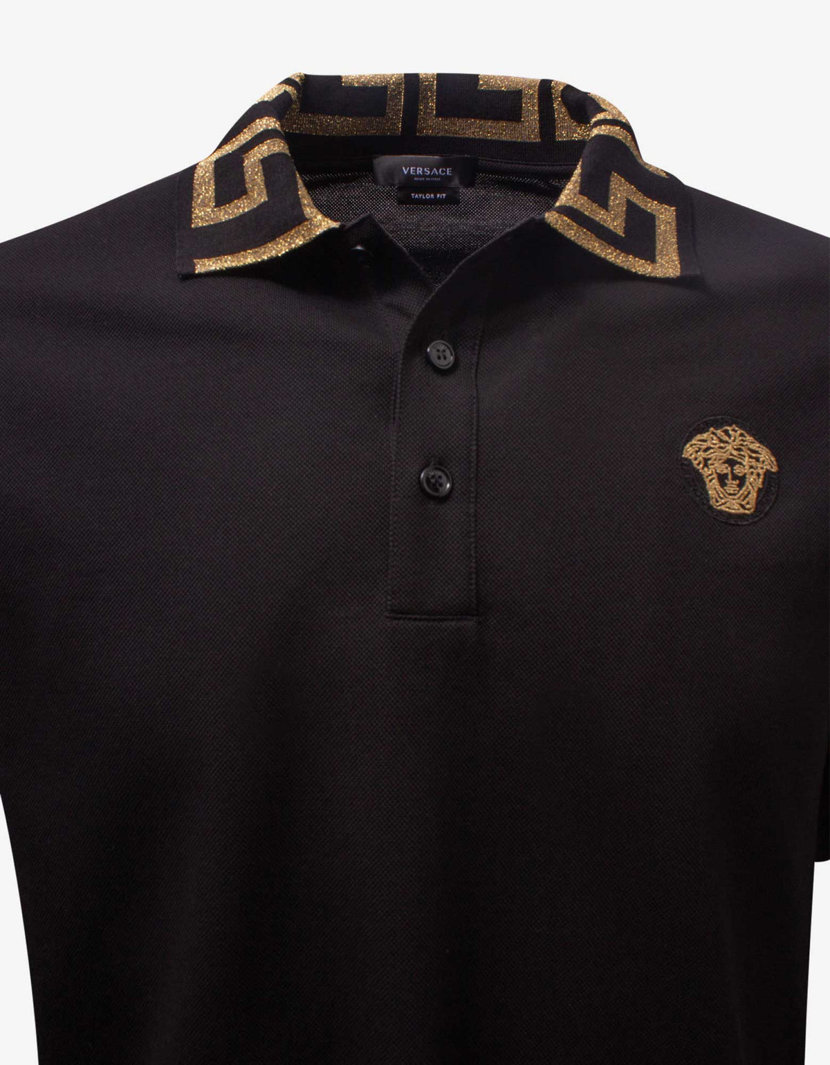 Versace Black Greca Collar Polo T-Shirt