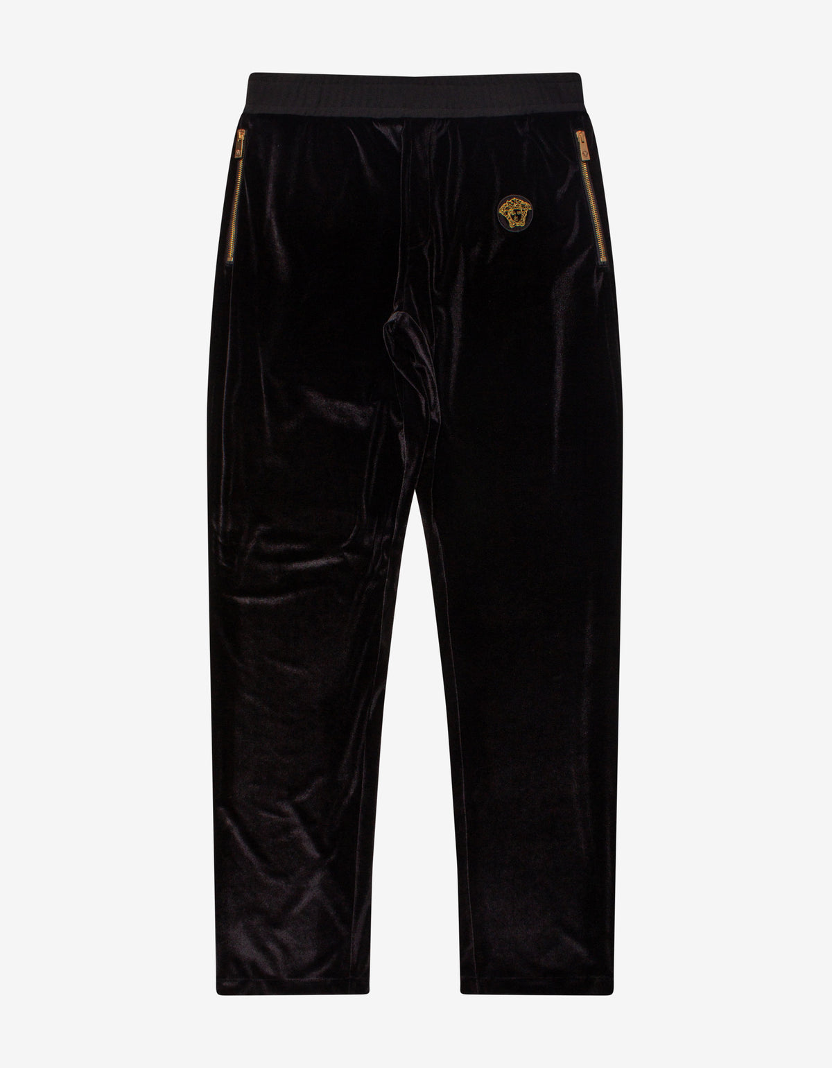 Versace Black Velvet Logo Sweat Pants