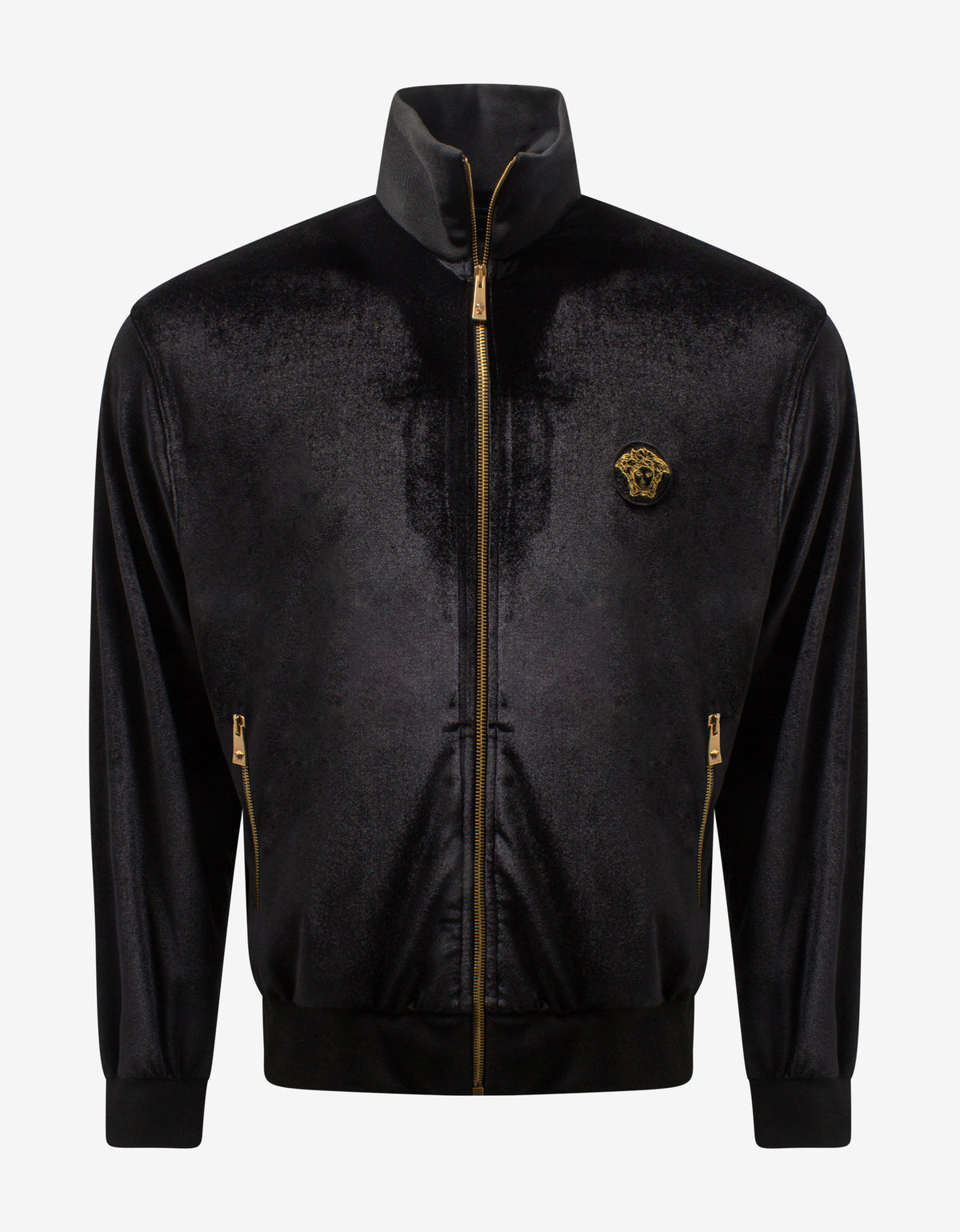 Versace Black Velvet Logo Track Jacket