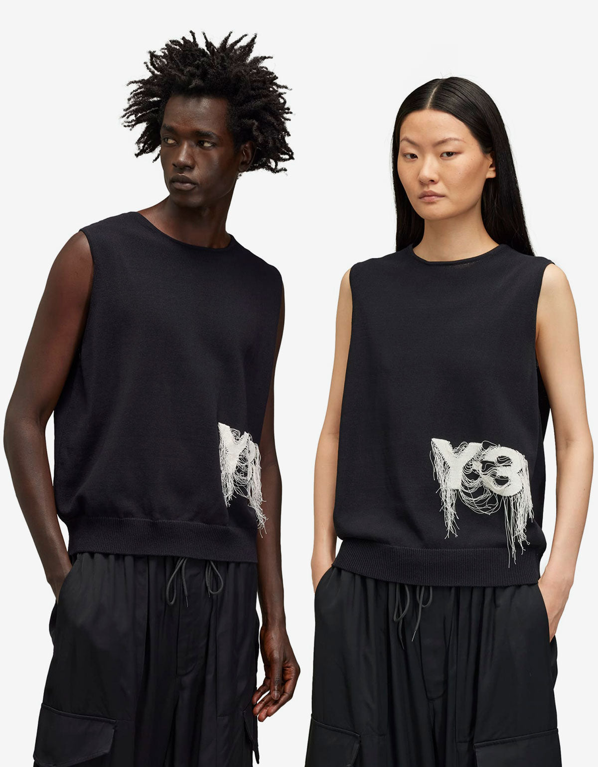 Y-3 Black Flayed Logo Vest JN1983