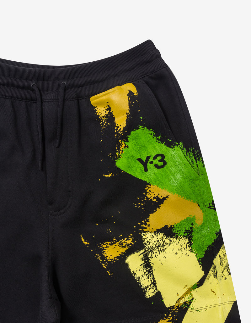 Y-3 Black Placed Graphic Sweat Shorts