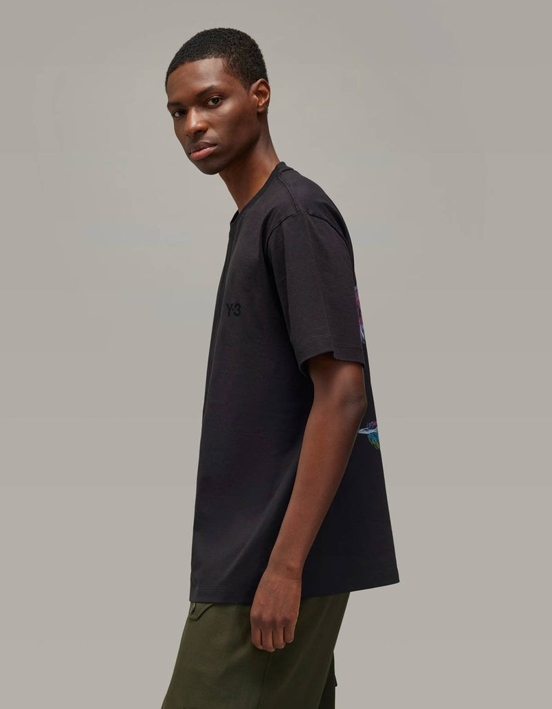 Y-3 Black Graphic Short Sleeve T-Shirt