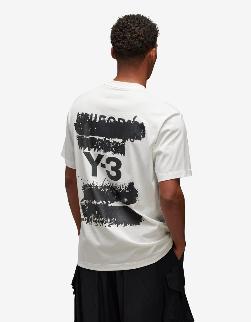 Y-3 White Graphic Print T-Shirt JM7815