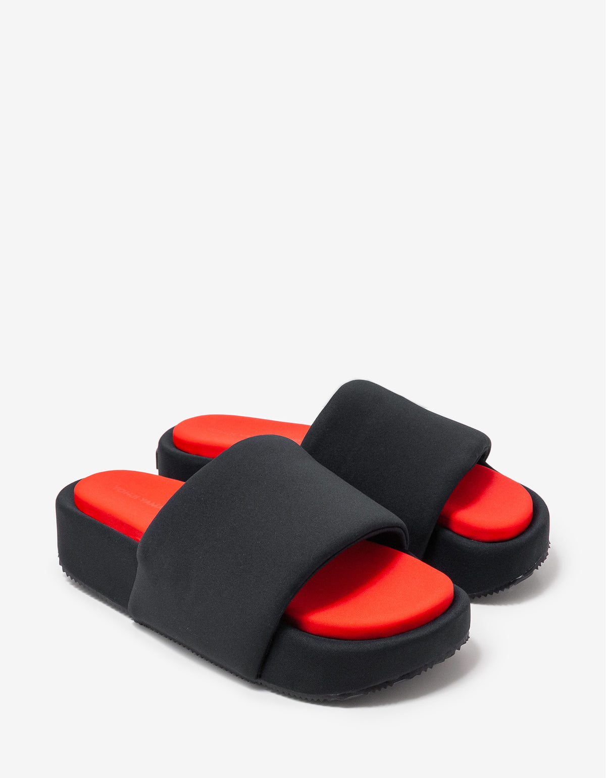 Y-3 Black & Red Neoprene Slide Sandals