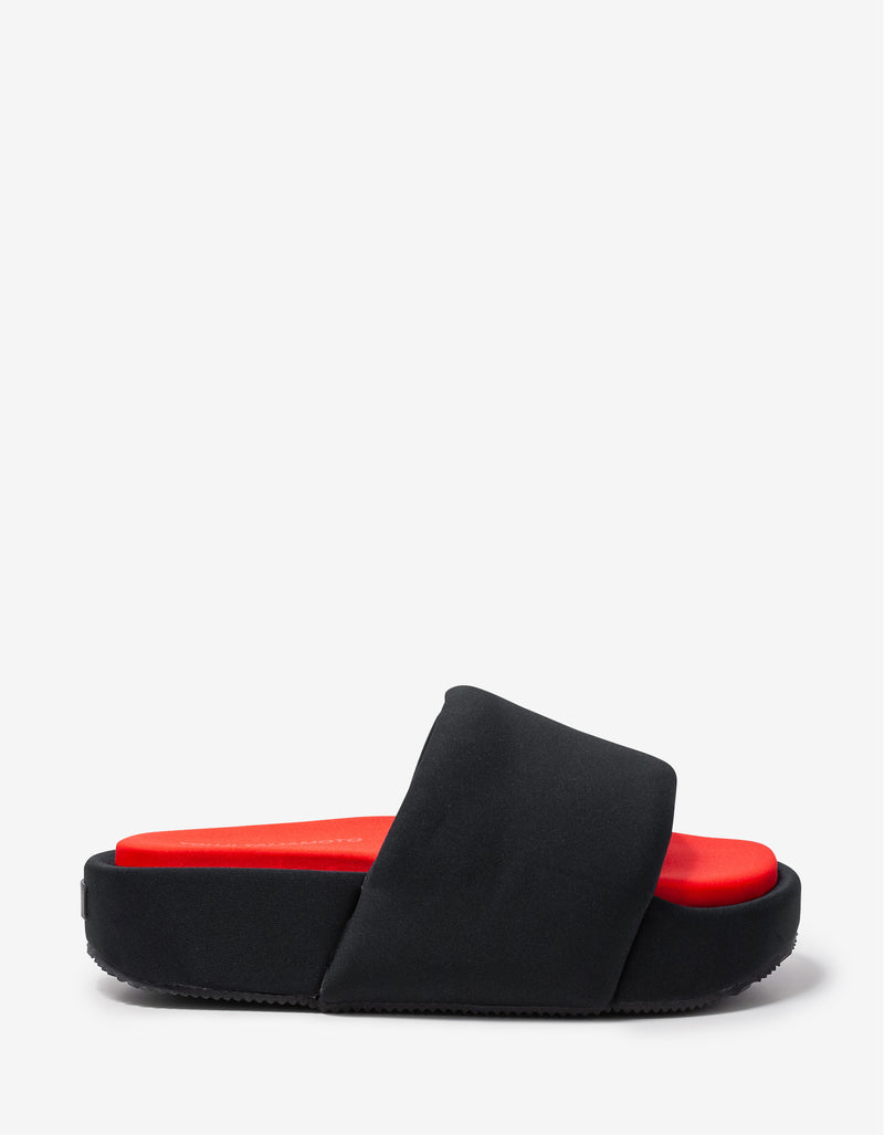 Y-3 Black & Red Neoprene Slide Sandals