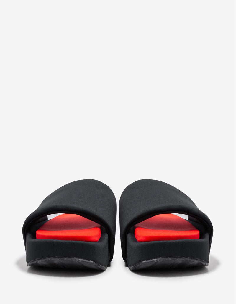 Y-3 Black & Red Neoprene Slide Sandals