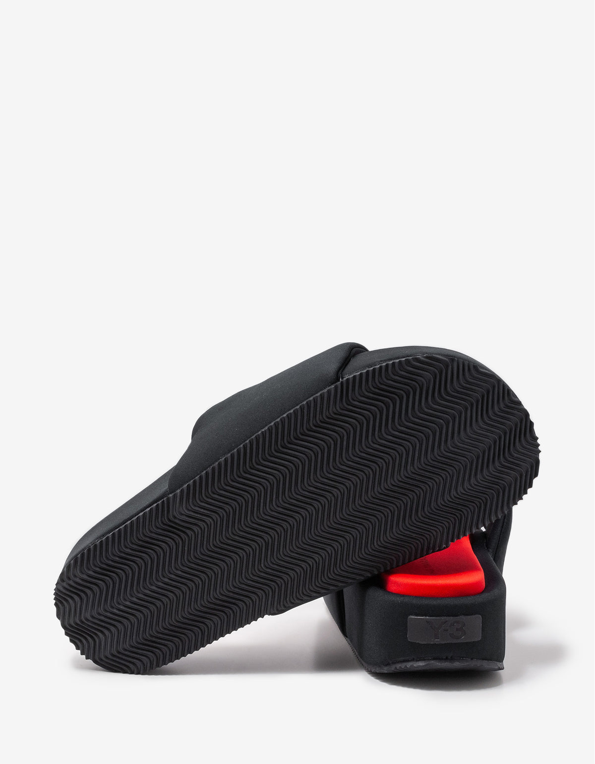 Y-3 Black & Red Neoprene Slide Sandals