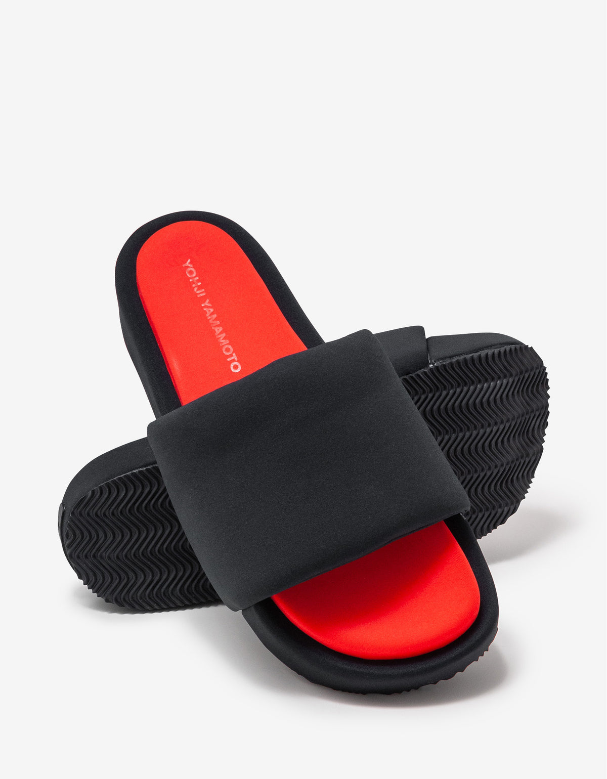 Y-3 Black & Red Neoprene Slide Sandals