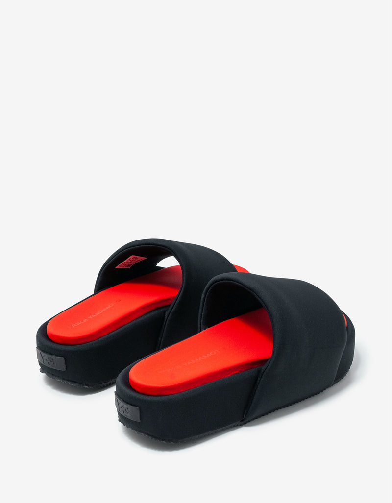 Y-3 Black & Red Neoprene Slide Sandals