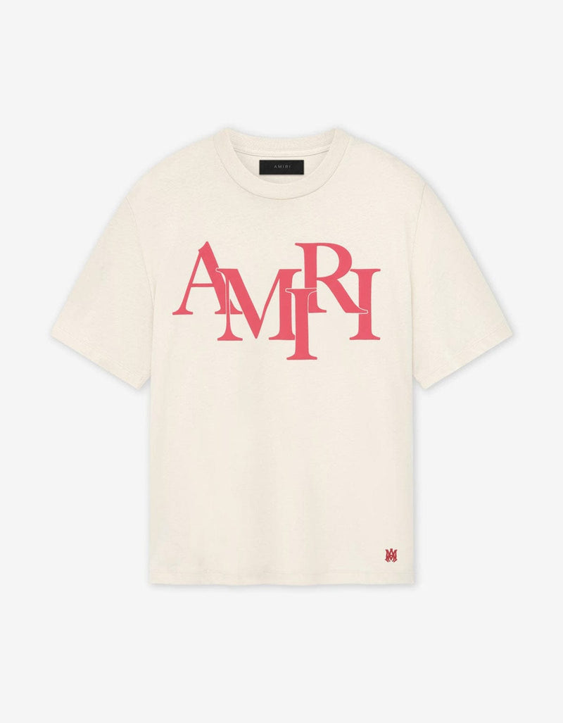 Amiri Amiri Birch White Staggered Logo T-Shirt